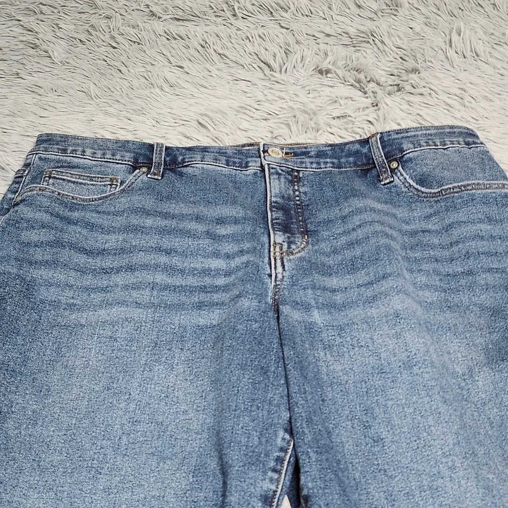 Terra & Sky Jeans Womens 18W Petite 18WP Blue Denim Straight Ankle Plus Stretch